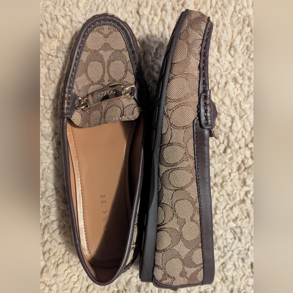 Coach Signature Pattern Brown Loafers